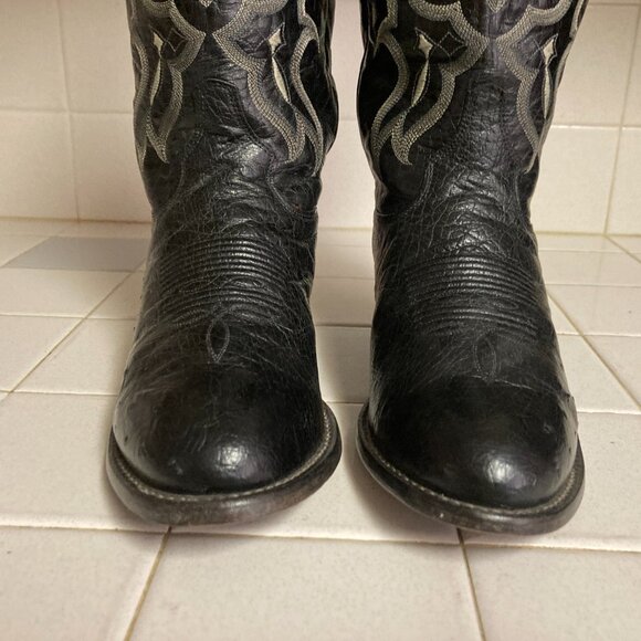 Tony Lama Men\'s Size 7.5 D Black Smooth Ostrich Leather Cowboy Western Boots main image 8